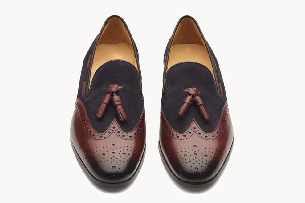 Austin Navy Blue Burgundy Tassel Loafer