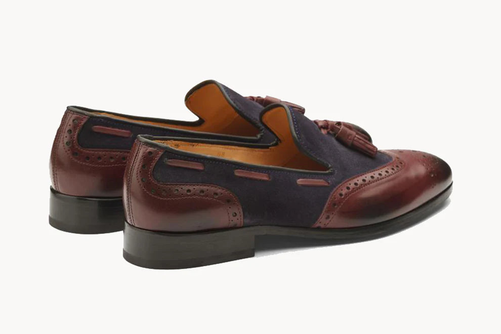 Austin Navy Blue Burgundy Tassel Loafer