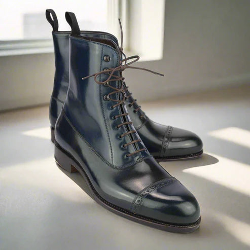 Cavan Navy Blue Lace Up Boot