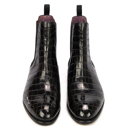 Dennis Black Croco Print Chelsea Boot