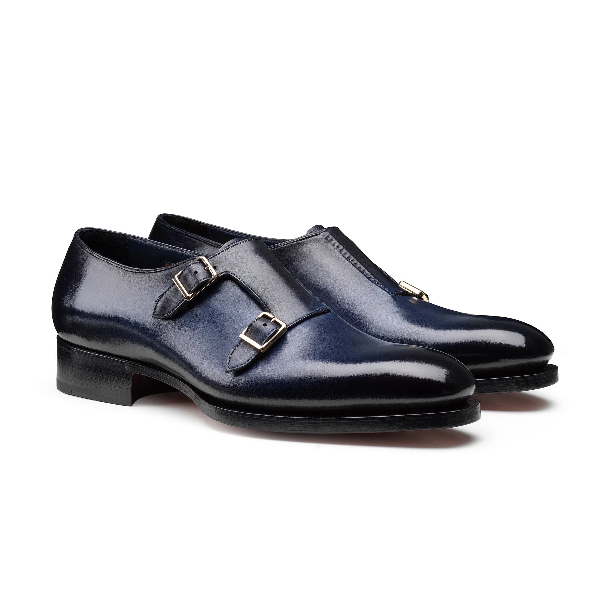 Charles Dark Blue Double-Buckle Monks