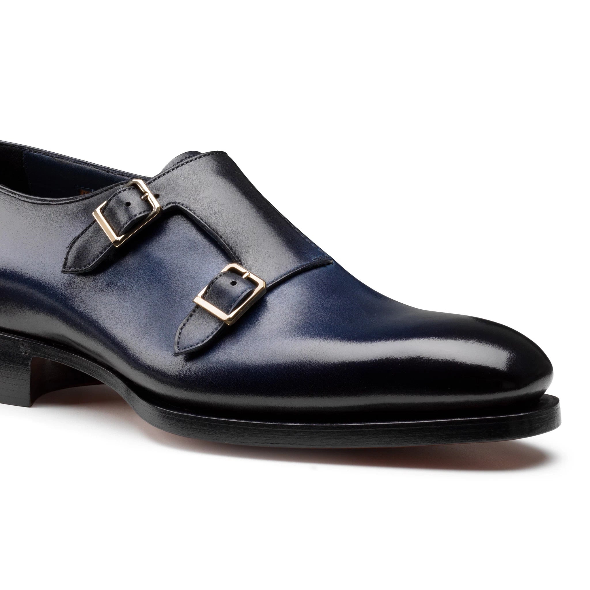 Charles Dark Blue Double-Buckle Monks