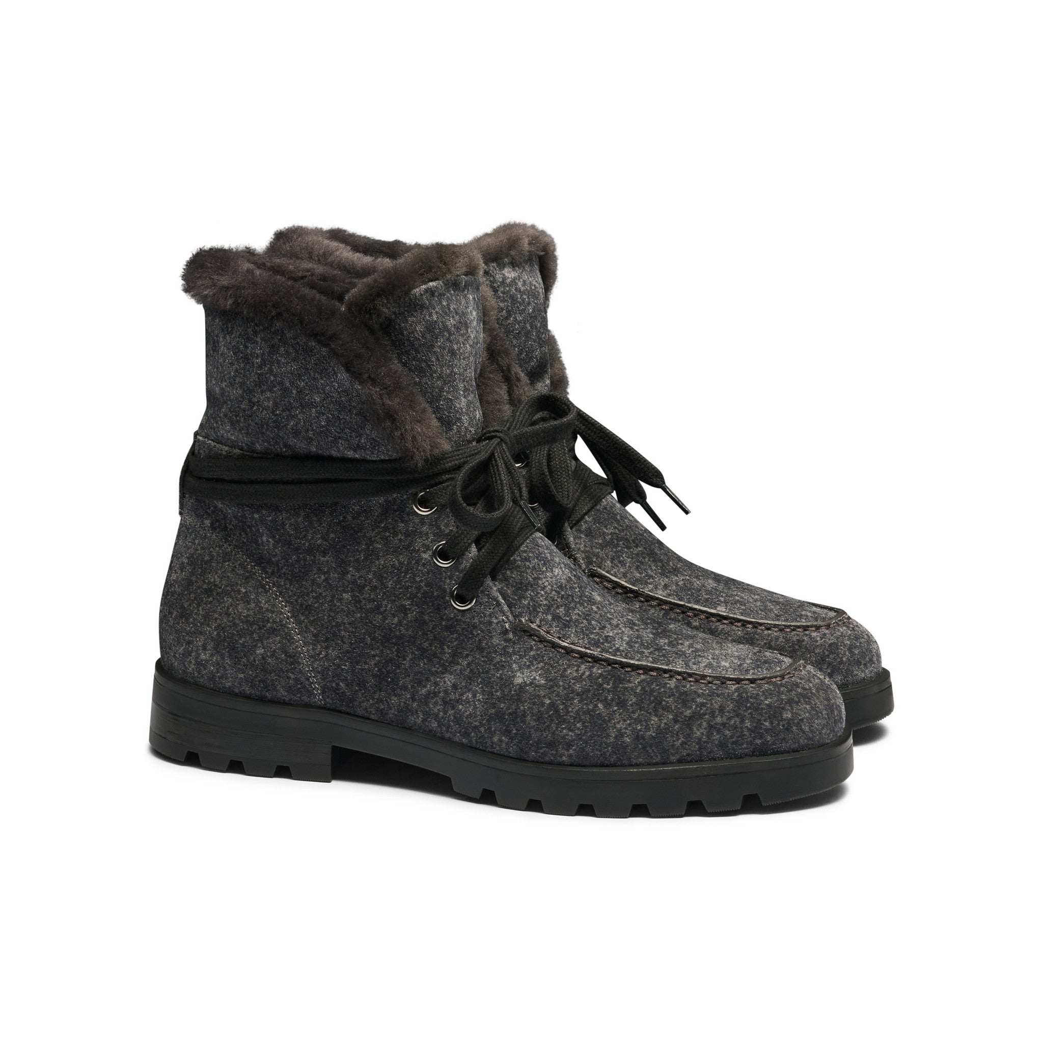 Alice Black Furr Slip-on Boots For Women