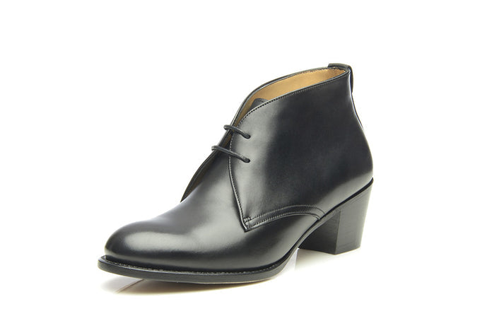 Black Heeled Chukka Boot For Women