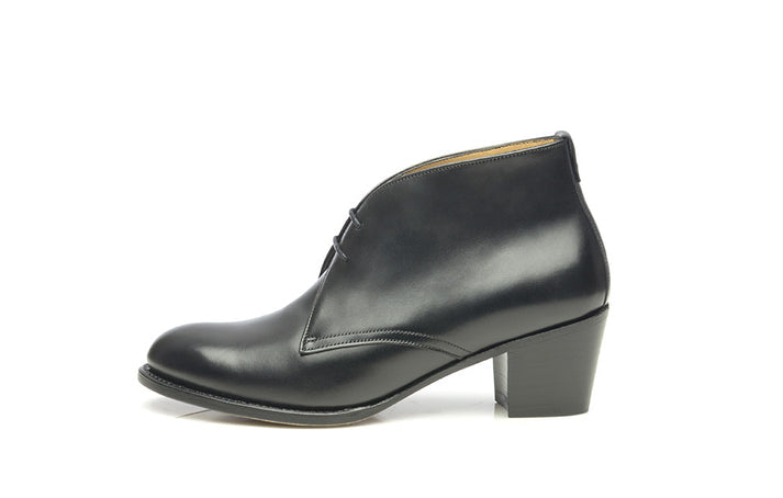 Black Heeled Chukka Boot For Women