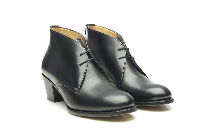 Black Heeled Chukka Boot For Women