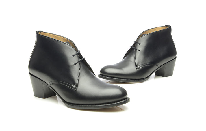 Black Heeled Chukka Boot For Women