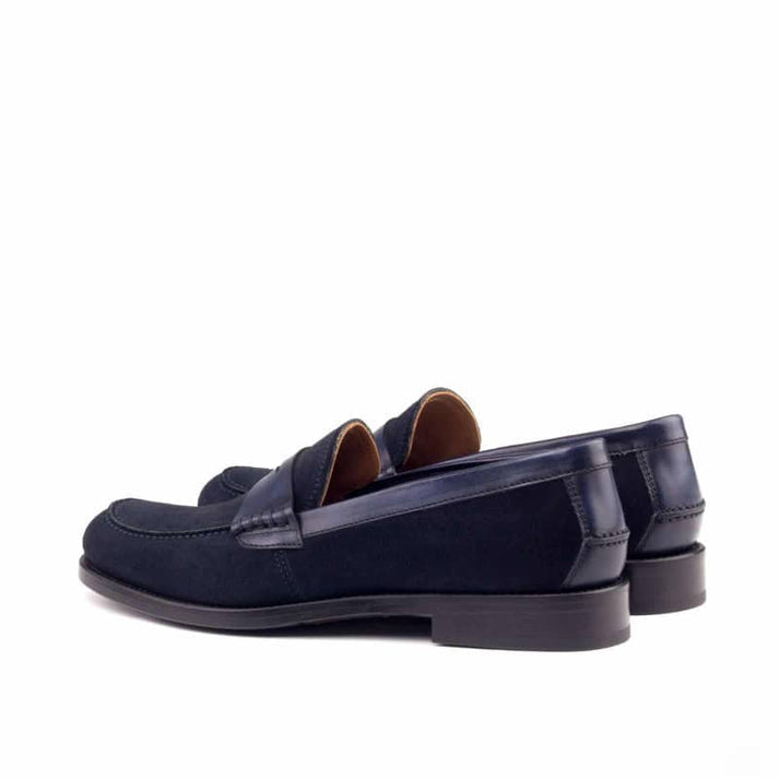Blue Suede Leather Penny Loafers