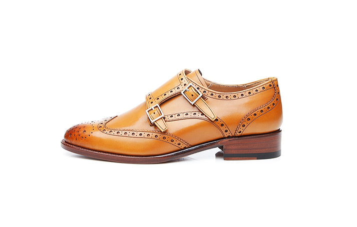 Sun Tan Leather Double Monk