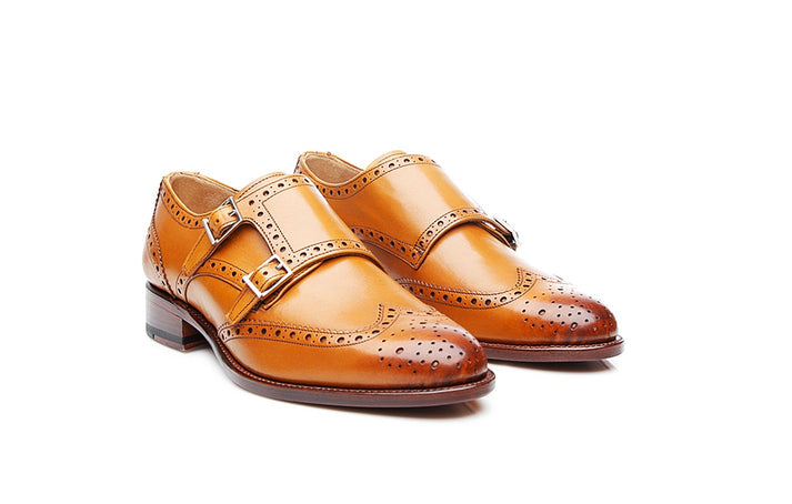 Sun Tan Leather Double Monk