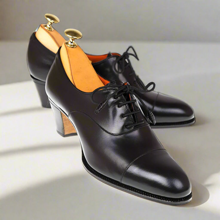 Angle Black Toecap Oxford Heels