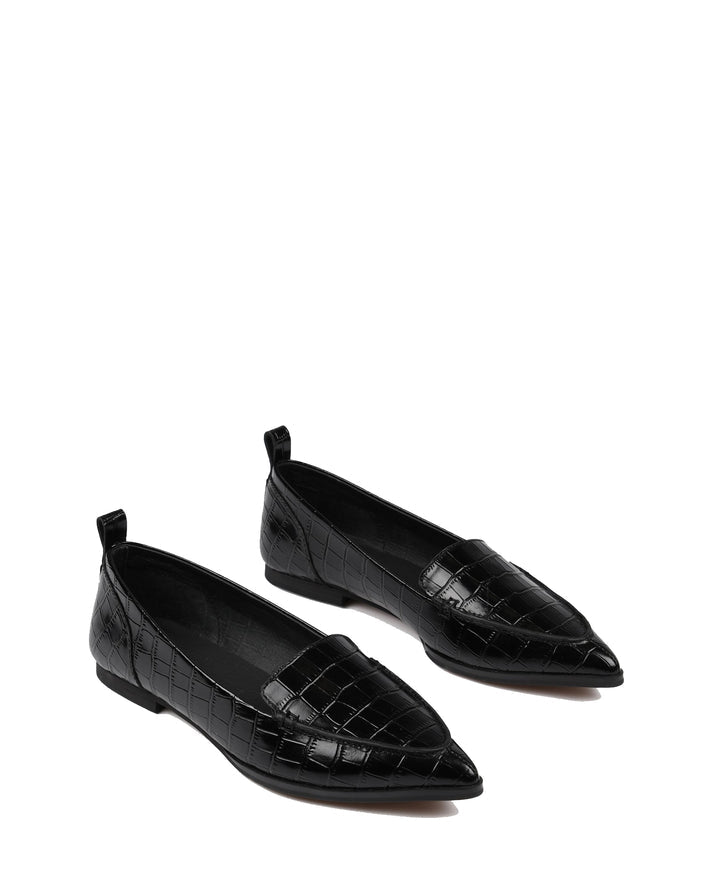 Rihanna Croc Print Pointed Flats