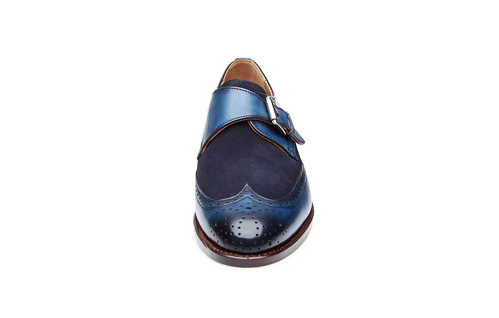 Kristine Navy Blue Patina Leather Monk
