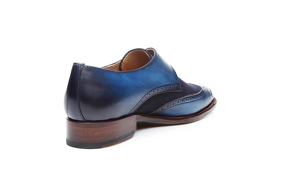 Kristine Navy Blue Patina Leather Monk