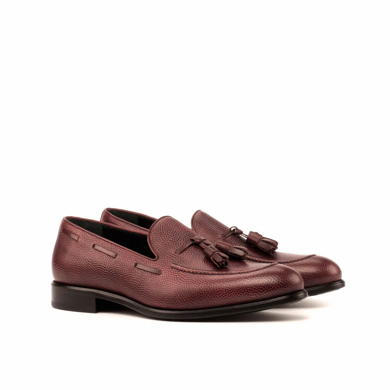 Ryan Burgundy Pebble Grain Tassel Loafer