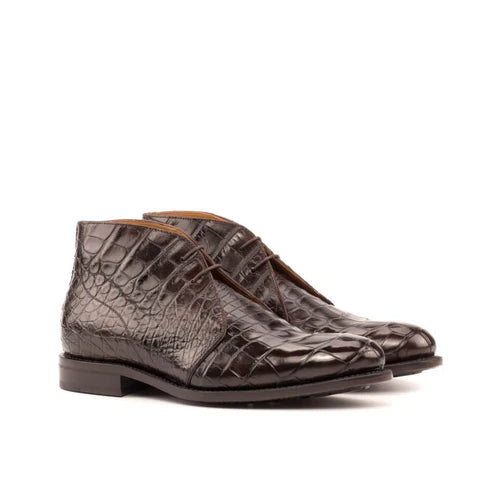 Swiss Croco Print Brown Chukka
